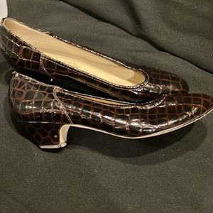 3/$20 Naturalizer Reptile Print Heels Brown Black Snake Crocodile Brazil